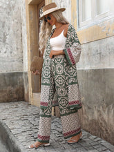 Ladies' Floral Geometric Printed Open Front Jacket And Pants Set